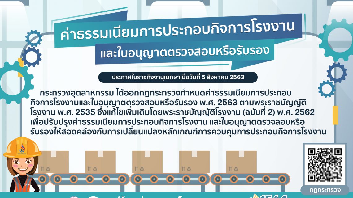 ค่าธรรมเนียมการประกอบกิจการโรงงานและใบอนุญาตตรวจสอบหรือรับรอง ค่าธรรมเนียมการประกอบกิจการโรงงานและใบอนุญาตตรวจสอบหรือรับรอง